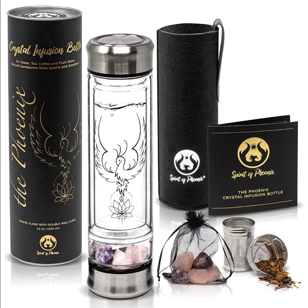 Phoenix Crystal Infusion Glass Water Bottle